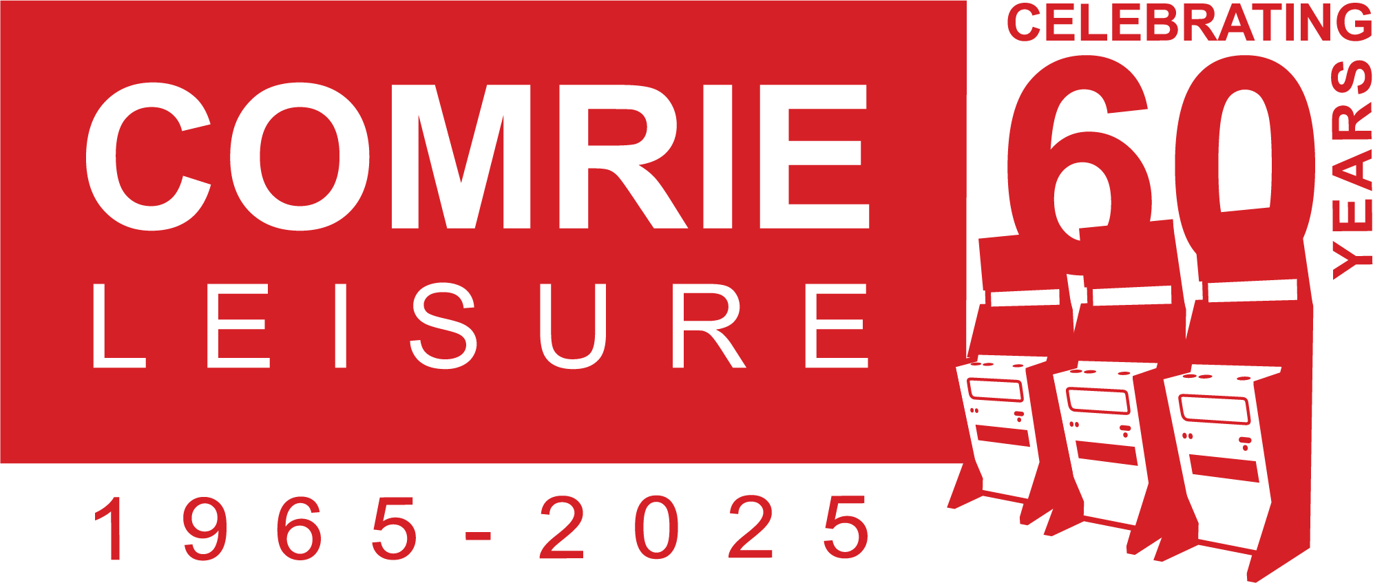 Comrie Leisure 60th anniversary logo celebrating 60 years, 1965–2025